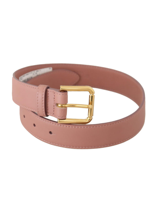 Dolce & Gabbana Pink Calf Leather Logo Engraved Metal Buckle Belt - Ellie Belle