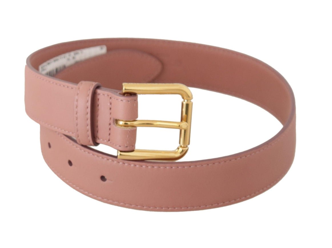 Dolce & Gabbana Pink Calf Leather Logo Engraved Metal Buckle Belt - Ellie Belle