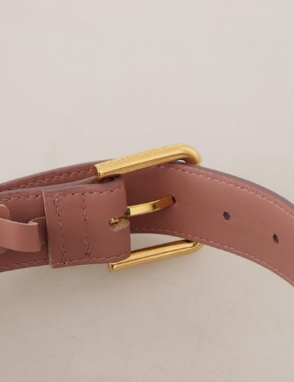 Dolce & Gabbana Pink Calf Leather Logo Engraved Metal Buckle Belt - Ellie Belle