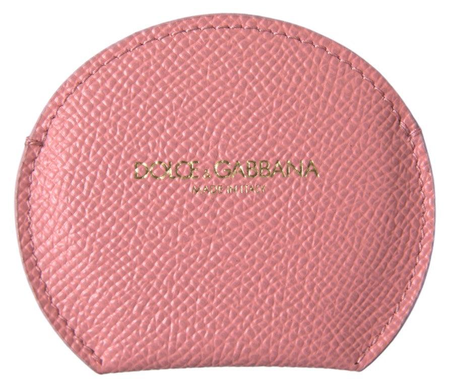 Dolce & Gabbana Pink Calfskin Leather Round Mirror Holder - Ellie Belle