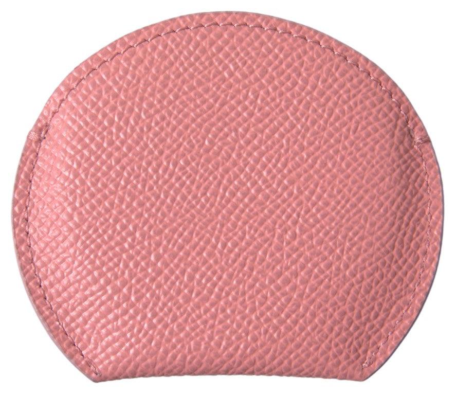 Dolce & Gabbana Pink Calfskin Leather Round Mirror Holder - Ellie Belle