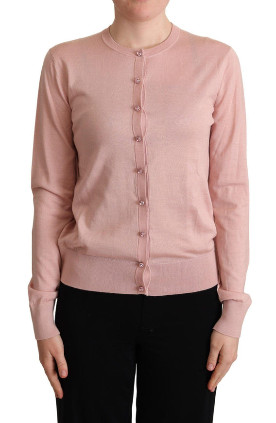 Dolce & Gabbana Pink Cashmere Silk Buttons Cardigan Sweater - Ellie Belle