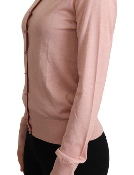 Dolce & Gabbana Pink Cashmere Silk Buttons Cardigan Sweater - Ellie Belle