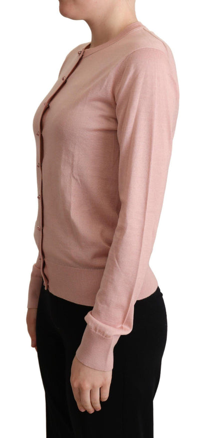 Dolce & Gabbana Pink Cashmere Silk Buttons Cardigan Sweater - Ellie Belle