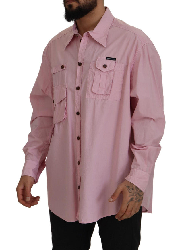 Dolce & Gabbana Pink Casual Button Down Long Sleeves Shirt - Ellie Belle