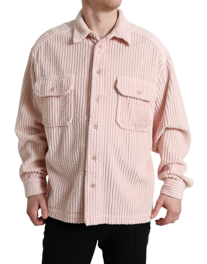 Dolce & Gabbana Pink Cotton Collared Button Shirt Sweater - Ellie Belle