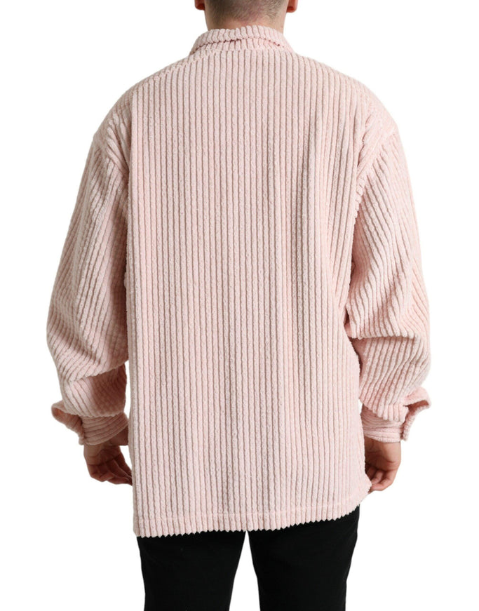 Dolce & Gabbana Pink Cotton Collared Button Shirt Sweater - Ellie Belle