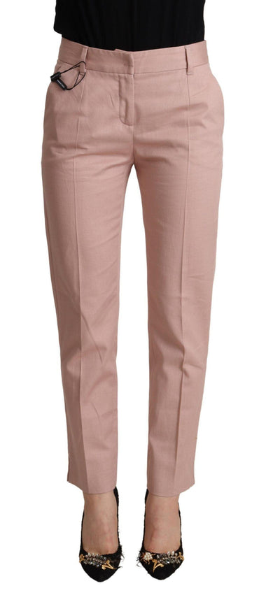 Dolce & Gabbana Pink Cotton Mid Waist Trouser Tapered Pants - Ellie Belle