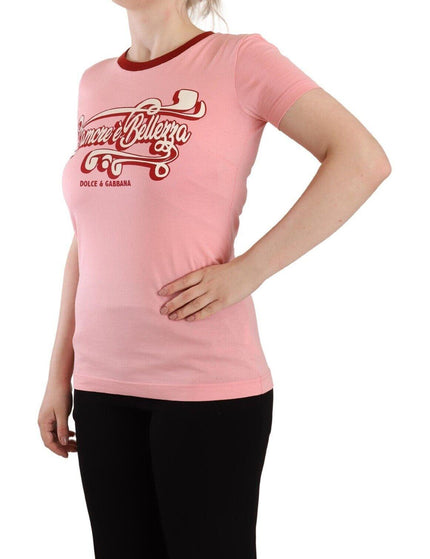 Dolce & Gabbana Pink Cotton Short Sleeves Crewneck T-shirt Top - Ellie Belle