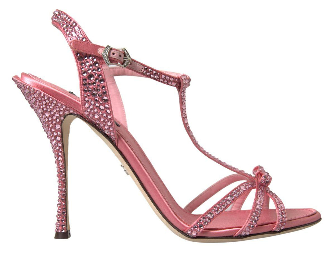 Dolce & Gabbana Pink Crystal Ankle Strap Shoes Sandals - Ellie Belle