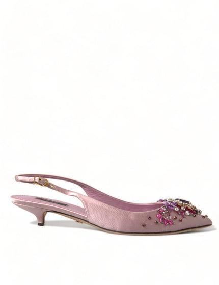 Dolce & Gabbana Pink Crystal Heels Slingback Pumps Shoes - Ellie Belle