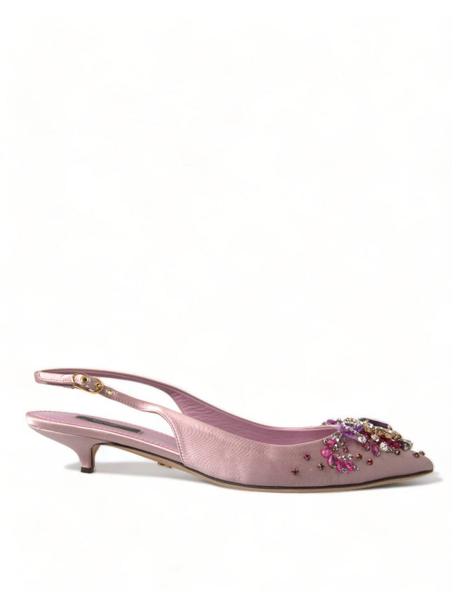 Dolce & Gabbana Pink Crystal Heels Slingback Pumps Shoes - Ellie Belle