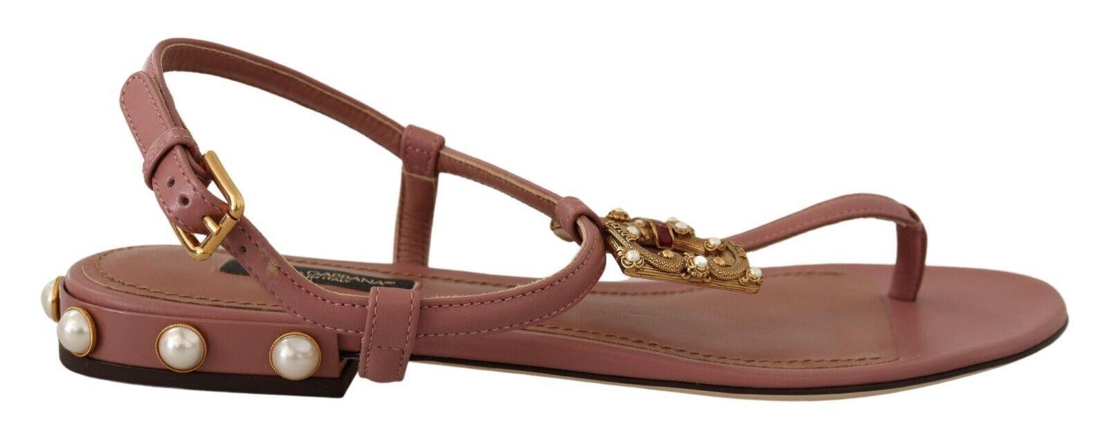 Dolce & Gabbana Pink DG Amore Logo Leather Sandals Shoes - Ellie Belle