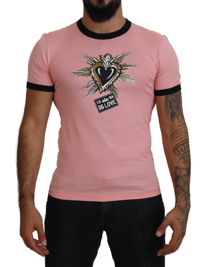 Dolce & Gabbana Pink DG Sacred Heart Print Casual T-shirt - Ellie Belle