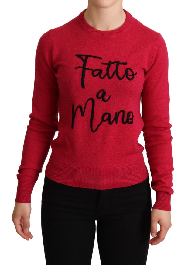 Dolce & Gabbana Pink Embroidered Cashmere Wool Pullover Sweater - Ellie Belle