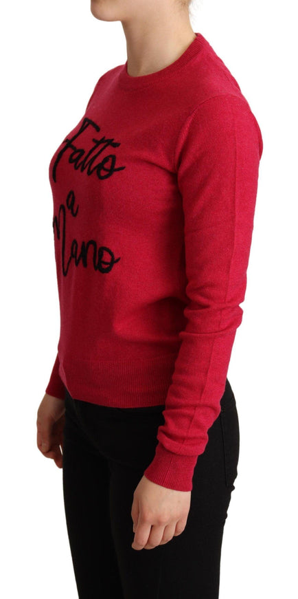 Dolce & Gabbana Pink Embroidered Cashmere Wool Pullover Sweater - Ellie Belle