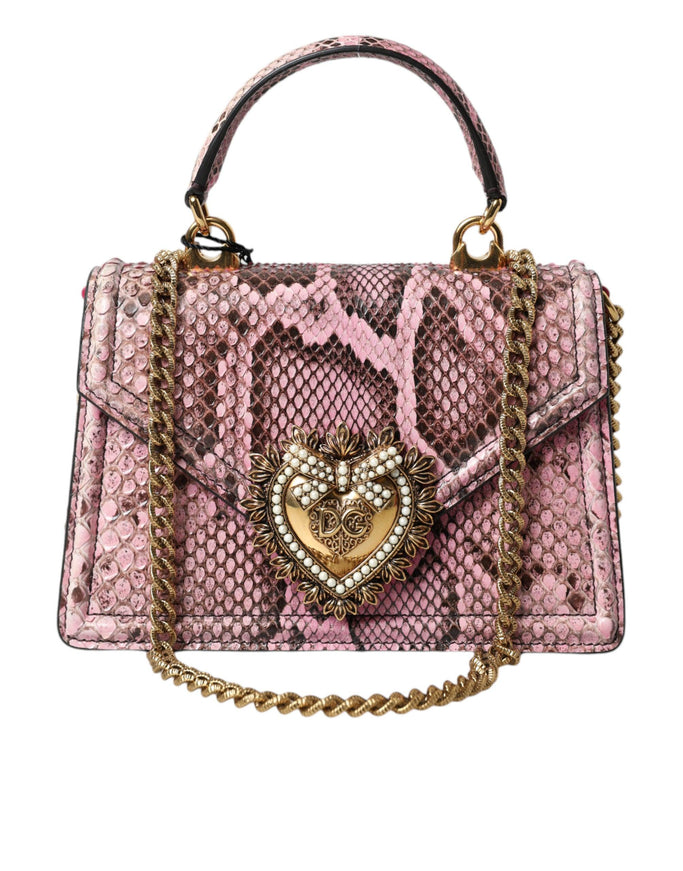 Dolce & Gabbana Pink Exotic Leather DEVOTION HEART Top Handle Shoulder Bag - Ellie Belle