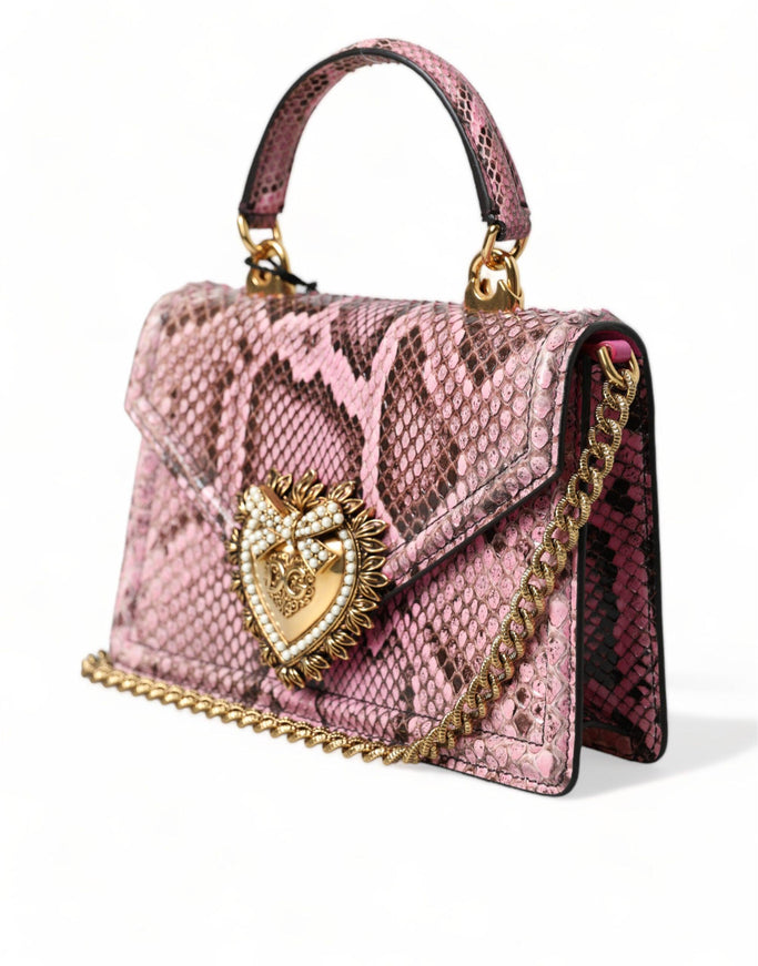 Dolce & Gabbana Pink Exotic Leather DEVOTION HEART Top Handle Shoulder Bag - Ellie Belle