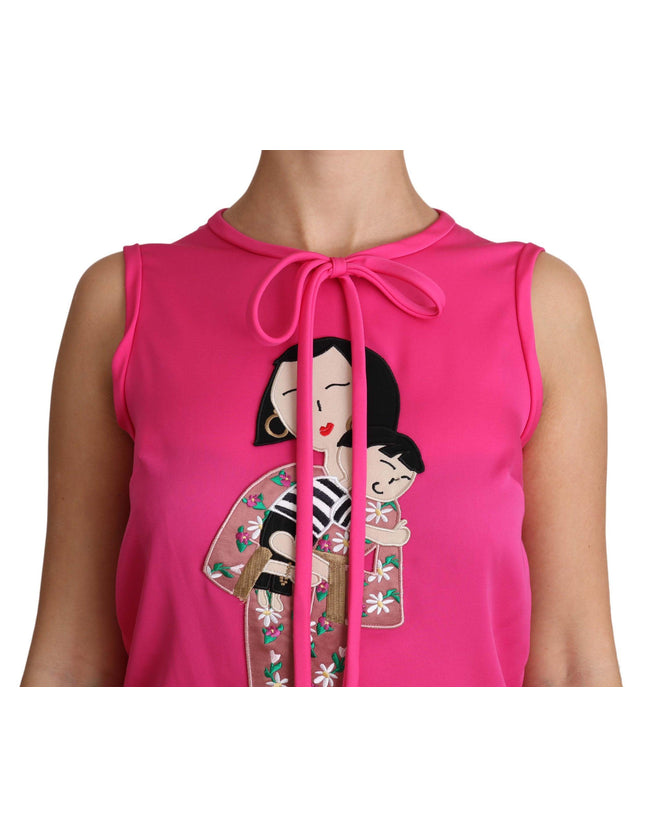 Dolce & Gabbana Pink Family Silk Tank Mama Blouse Top Shirt - Ellie Belle