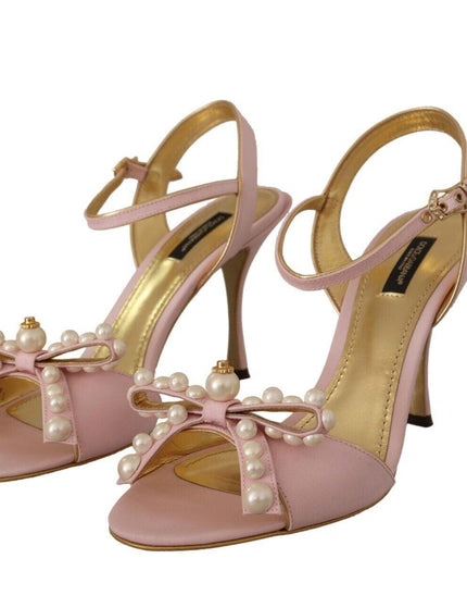 Dolce & Gabbana Pink Faux Pearl Ankle Strap Heels Sandals Shoes - Ellie Belle