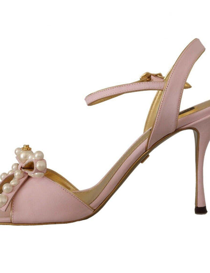 Dolce & Gabbana Pink Faux Pearl Ankle Strap Heels Sandals Shoes - Ellie Belle