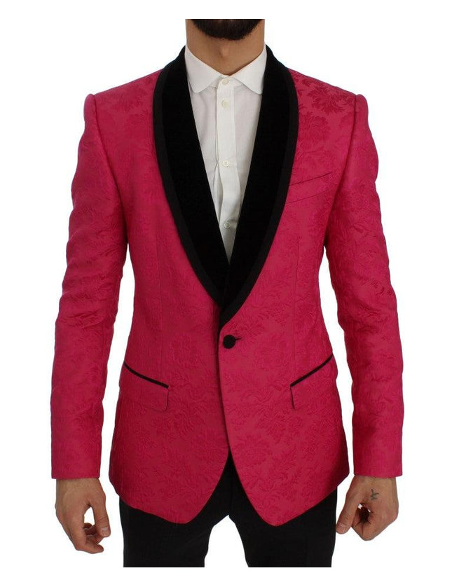 Dolce & Gabbana Pink Floral Brocade Slim Blazer Jacket - Ellie Belle