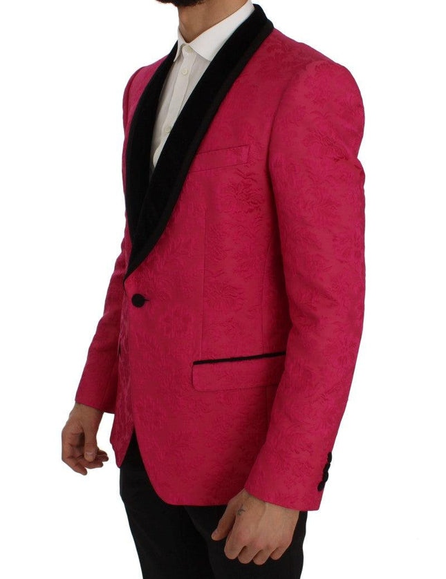 Dolce & Gabbana Pink Floral Brocade Slim Blazer Jacket - Ellie Belle