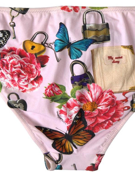 Dolce & Gabbana Pink Floral Butterfly Two Piece Beachwear Bikini - Ellie Belle