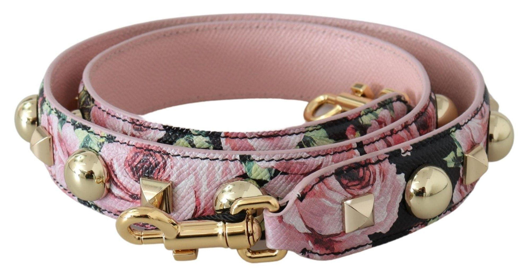 Dolce & Gabbana Pink Floral Gold Studs Bag Accessory Shoulder Strap - Ellie Belle