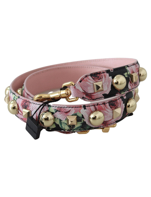 Dolce & Gabbana Pink Floral Gold Studs Bag Accessory Shoulder Strap - Ellie Belle