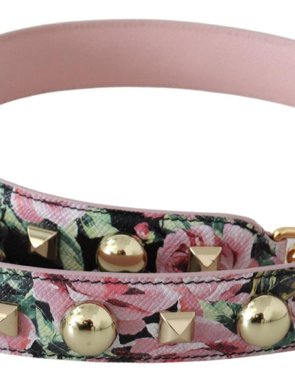 Dolce & Gabbana Pink Floral Gold Studs Bag Accessory Shoulder Strap - Ellie Belle