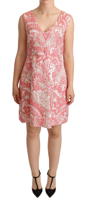 Dolce & Gabbana Pink Floral Jacquard Pleated Sheath Dress - Ellie Belle