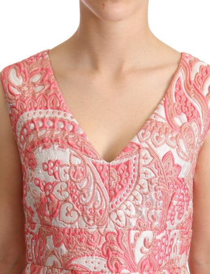 Dolce & Gabbana Pink Floral Jacquard Pleated Sheath Dress - Ellie Belle