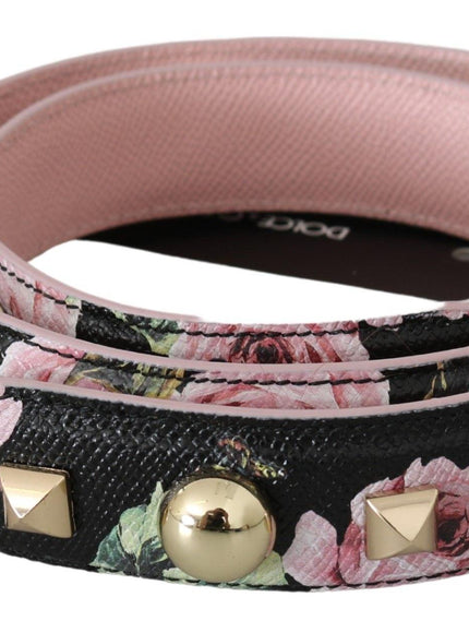 Dolce & Gabbana Pink Floral Leather Stud Accessory Shoulder Strap