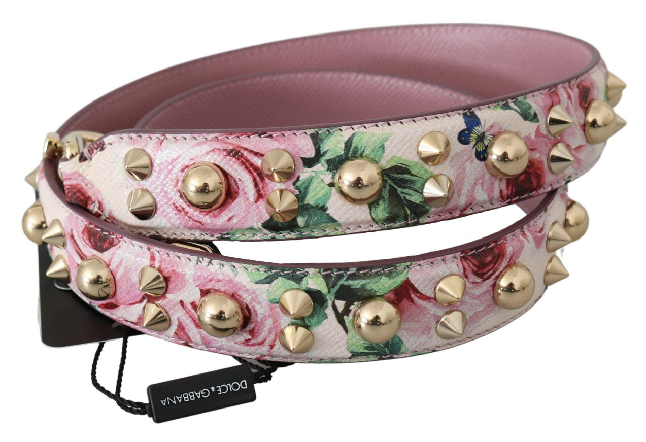 Dolce & Gabbana Pink Floral Leather Stud Accessory Shoulder Strap - Ellie Belle