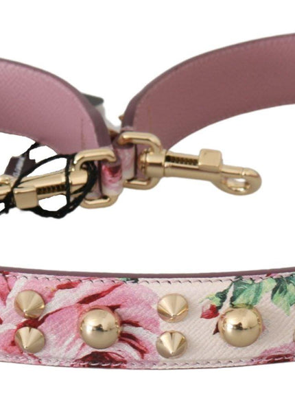 Dolce & Gabbana Pink Floral Leather Stud Accessory Shoulder Strap