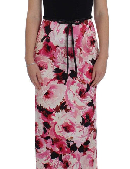 Dolce & Gabbana Pink Floral Print Long Maxi Sheath Dress - Ellie Belle