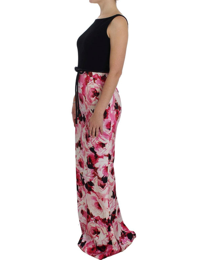 Dolce & Gabbana Pink Floral Print Long Maxi Sheath Dress - Ellie Belle