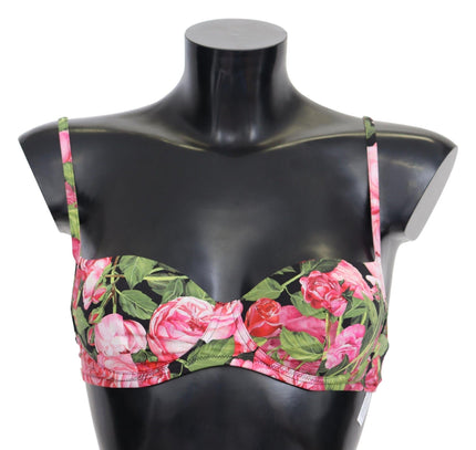 Dolce & Gabbana Pink Floral Print Swimsuit Beachwear Bikini Tops - Ellie Belle