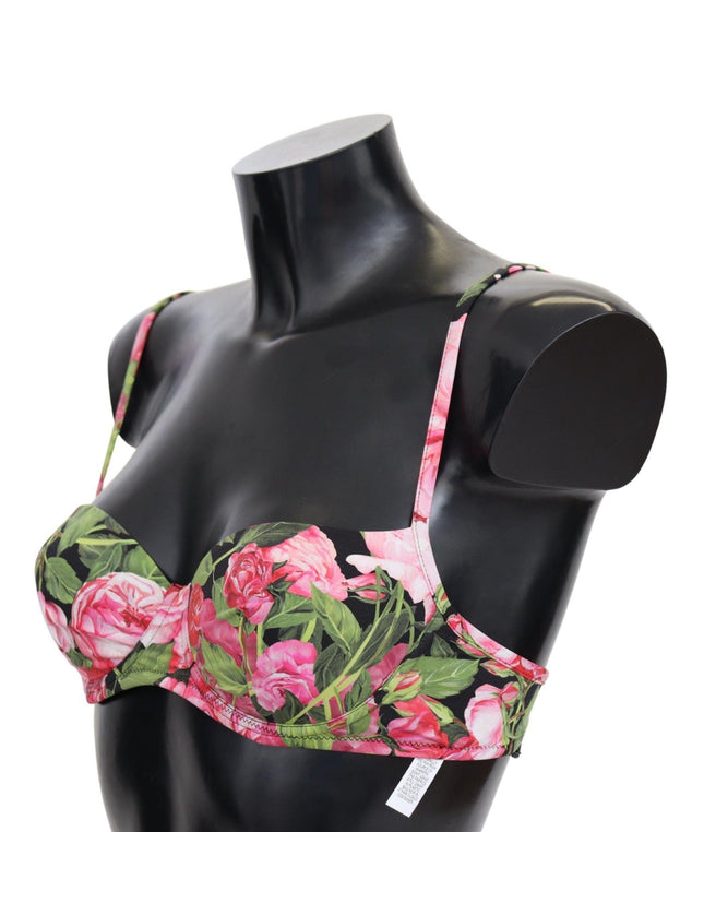 Dolce & Gabbana Pink Floral Print Swimsuit Beachwear Bikini Tops - Ellie Belle