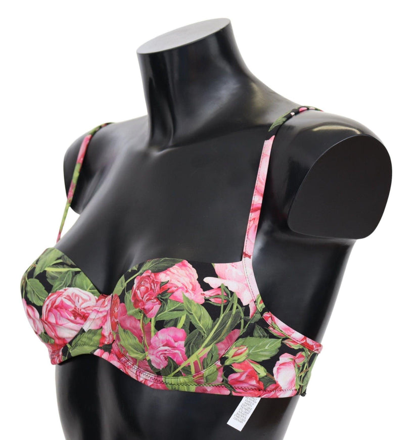 Dolce & Gabbana Pink Floral Print Swimsuit Beachwear Bikini Tops - Ellie Belle