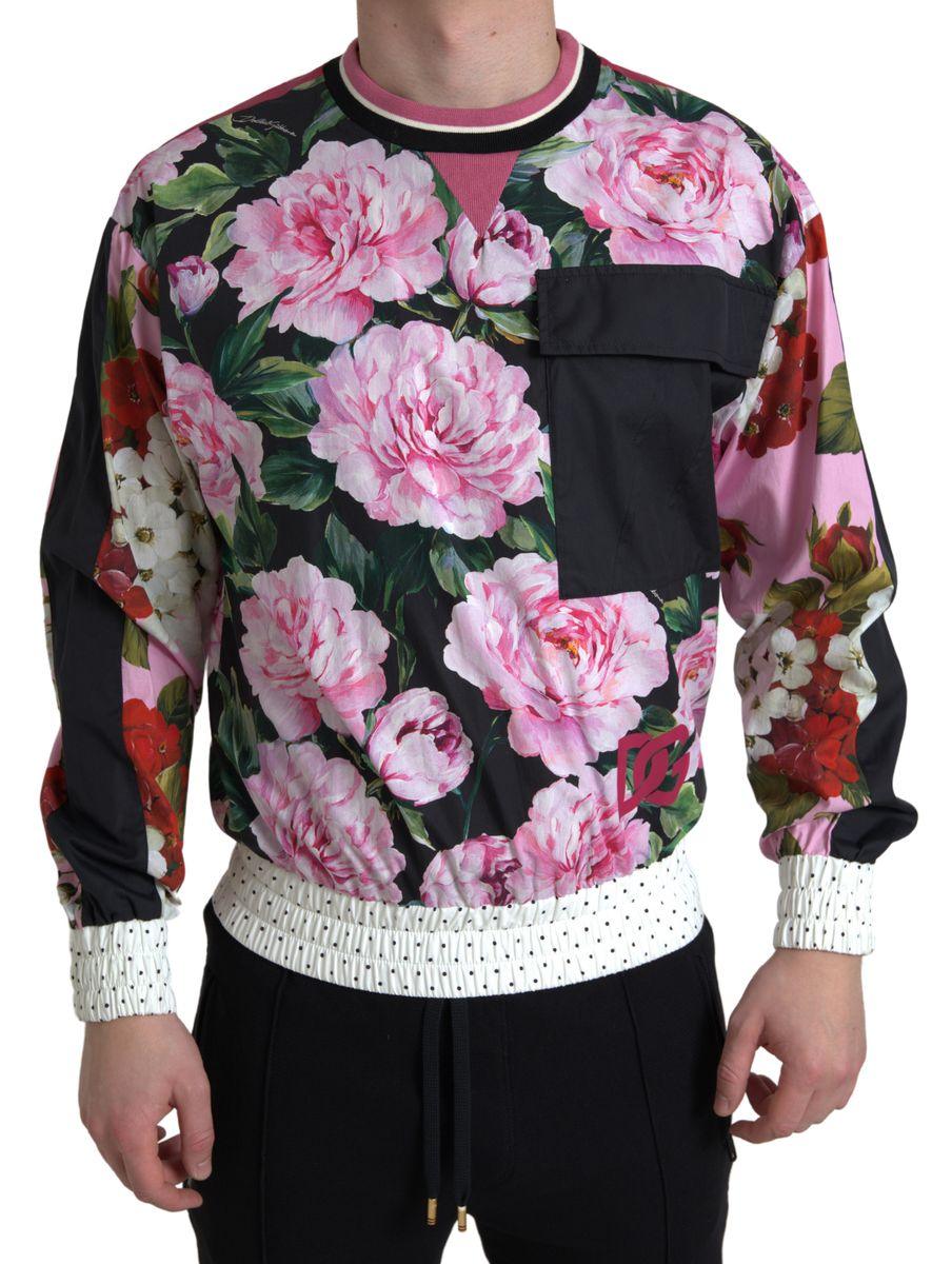 Dolce & Gabbana Pink Floral Roses Crewneck Top Sweater - Ellie Belle