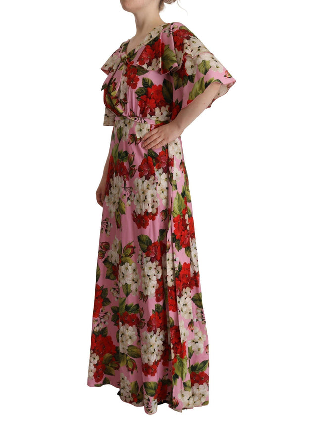 Dolce & Gabbana Pink Floral Silk Stretch Gown Maxi Dress - Ellie Belle