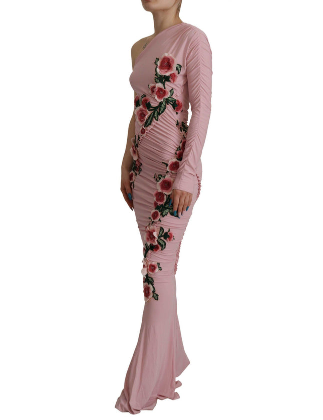 Dolce & Gabbana Pink Flower Embellished One Shoulder Dress - Ellie Belle