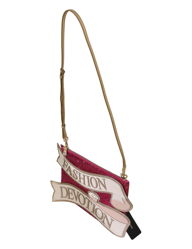 Dolce & Gabbana Pink Glittered Fashion Devotion Sling CLEO Purse - Ellie Belle