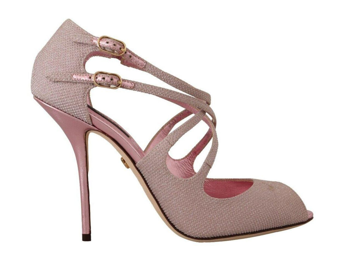 Dolce & Gabbana Pink Glittered Strappy Heels Sandals Shoes - Ellie Belle