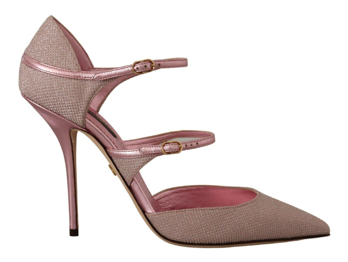 Dolce & Gabbana Pink Glittered Strappy Sandals Mary Jane Shoes - Ellie Belle