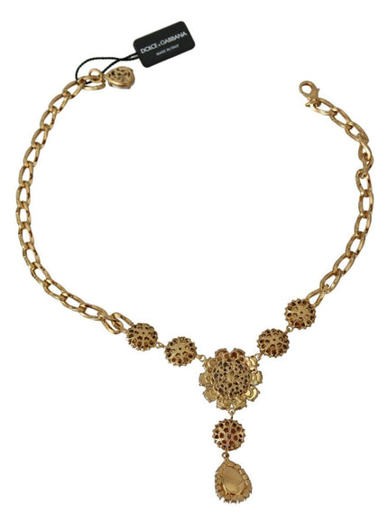 Dolce & Gabbana Pink Gold Brass Crystal Purple Pearl Pendants - Ellie Belle