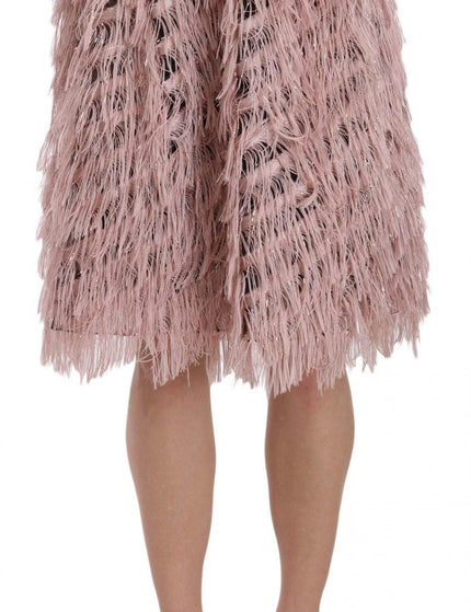 Dolce & Gabbana Pink Gold Fringe Metallic Pencil A-line Skirt - Ellie Belle