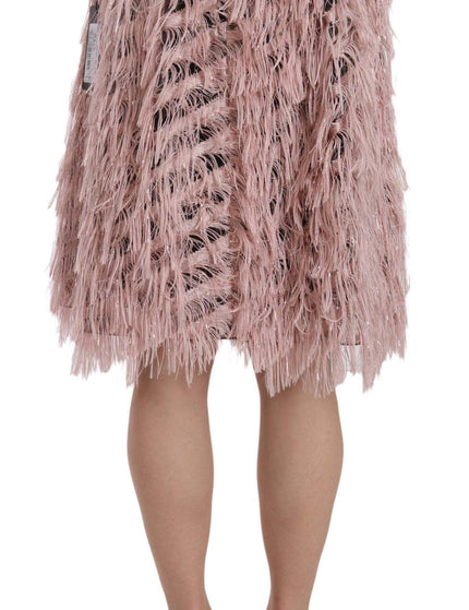 Dolce & Gabbana Pink Gold Fringe Metallic Pencil A-line Skirt - Ellie Belle